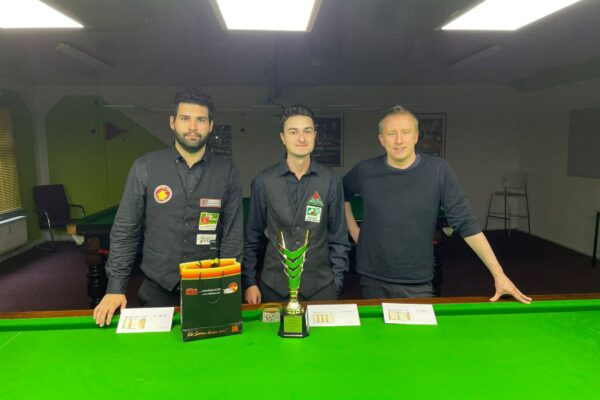 Simplon Snooker Grand Prix 2023, v.l.n.r.: Luca Kaufmann (Platz 2), Marec Stachly (Platz 1), Daniel Schneider (Platz 3)